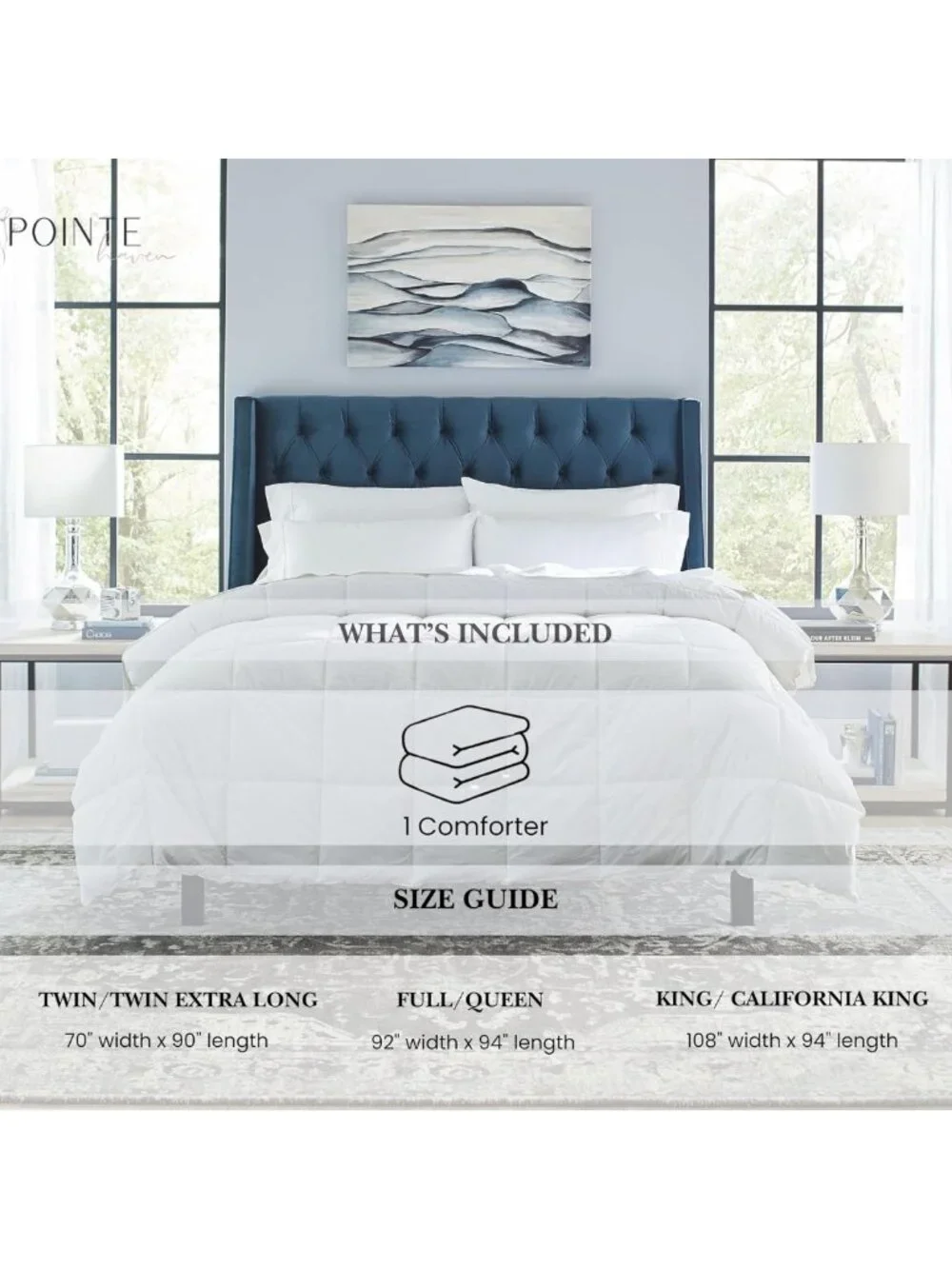 Oversized Down Alternative Comforter - Diamond Quilted, Pearl White, Twin/Twin
